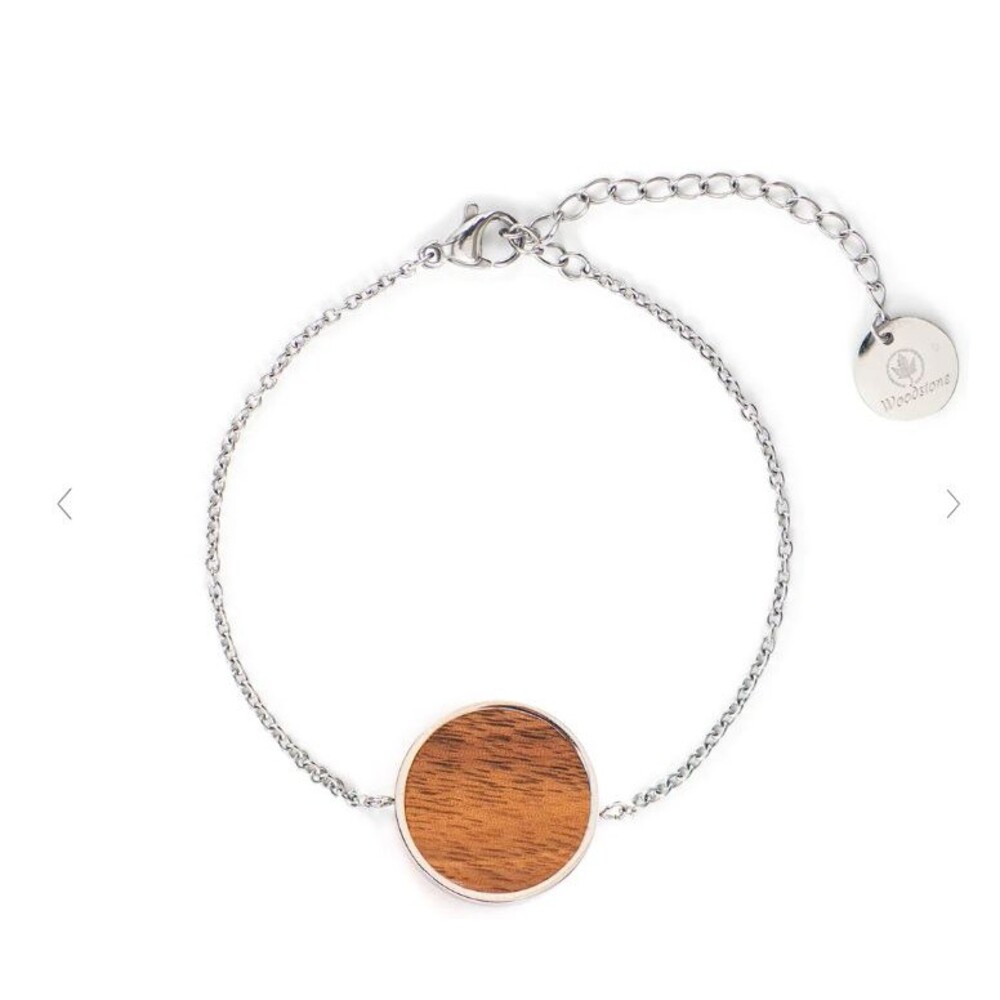 Woodstone Daisy Walnut Silver Bracelet NEW IN BOX $99 MSRP 16.5 cm